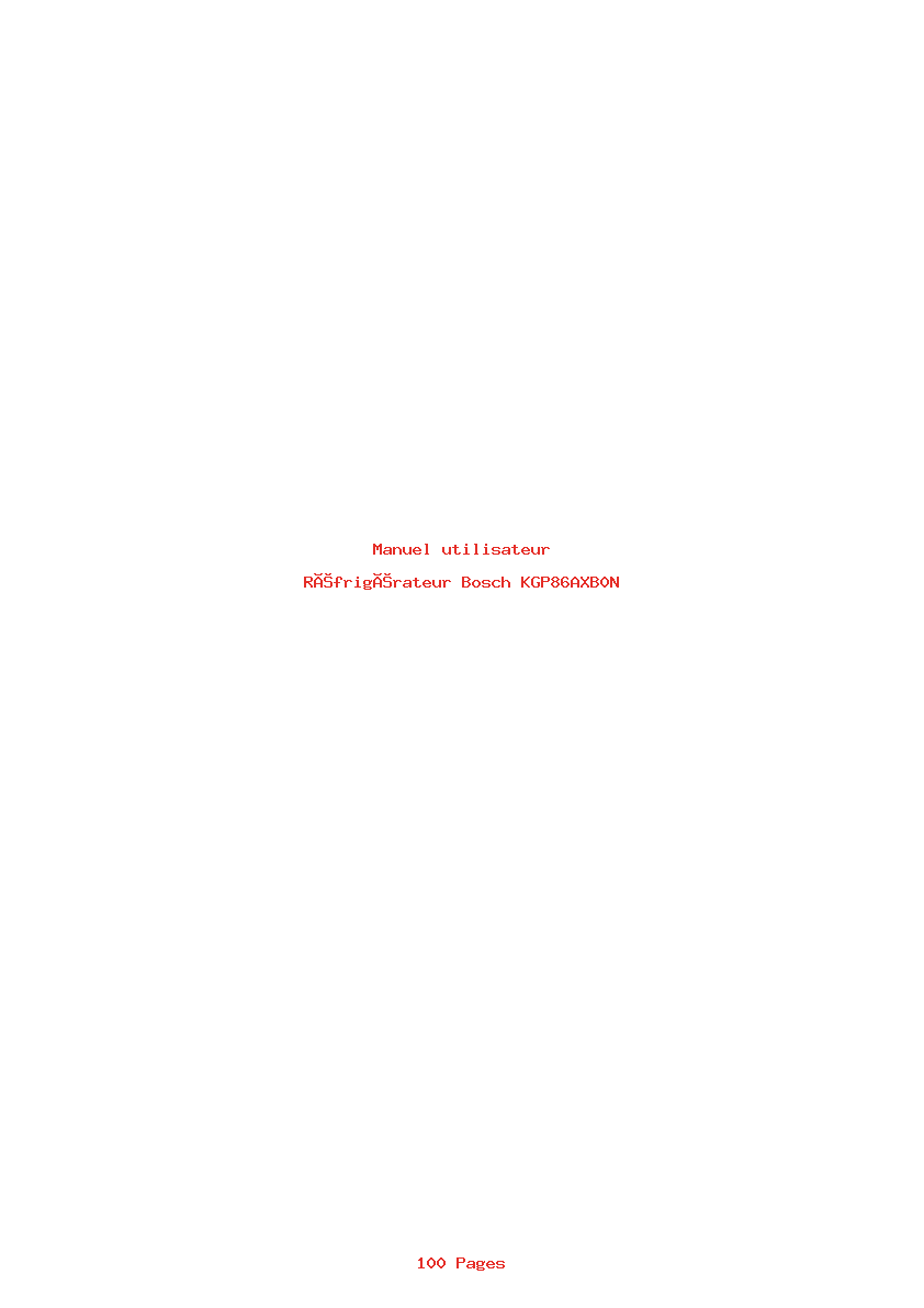 Page 1 de la notice Manuel utilisateur Bosch KGP86AXB0N