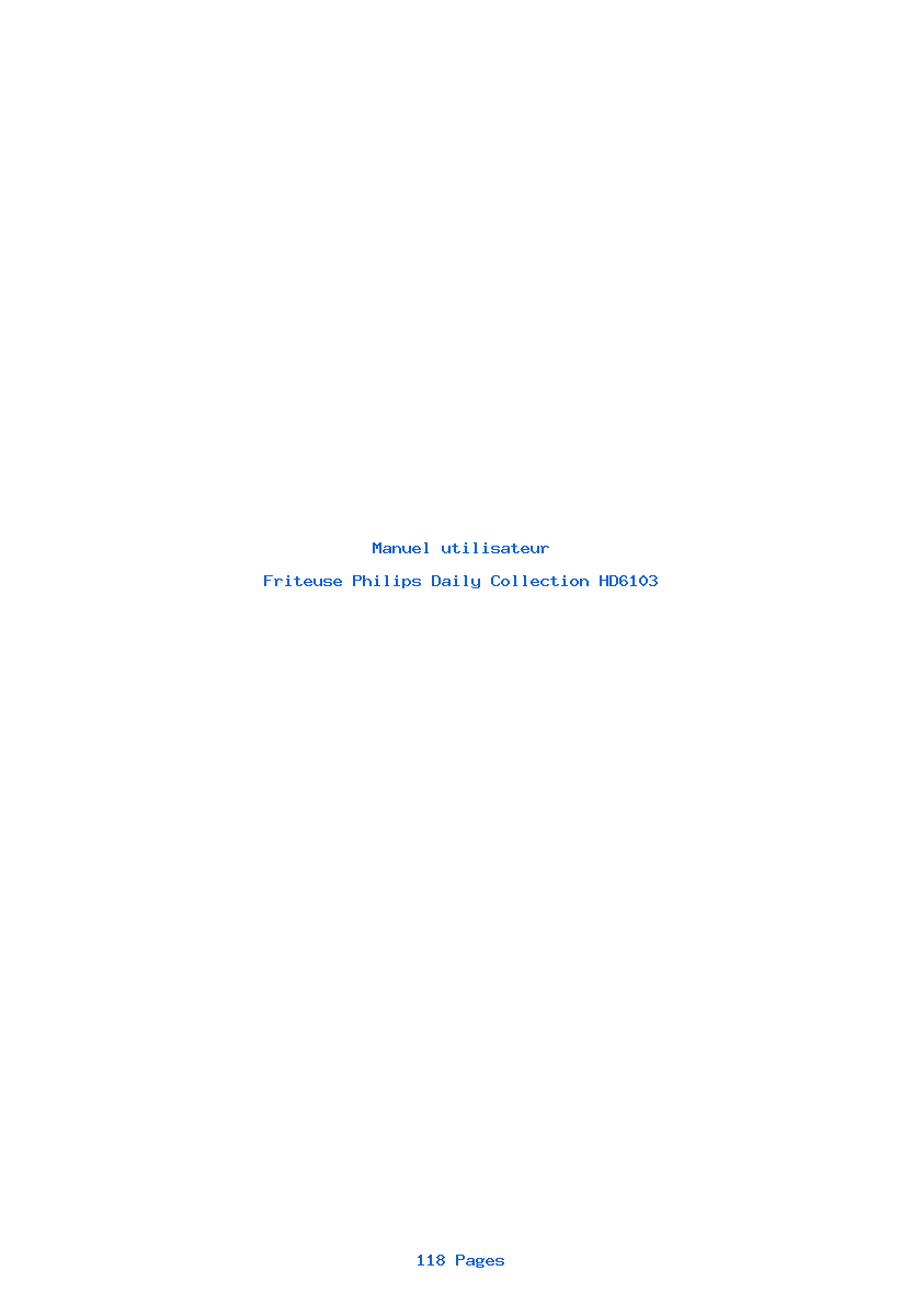 Page 1 de la notice Manuel utilisateur Philips Daily Collection HD6103