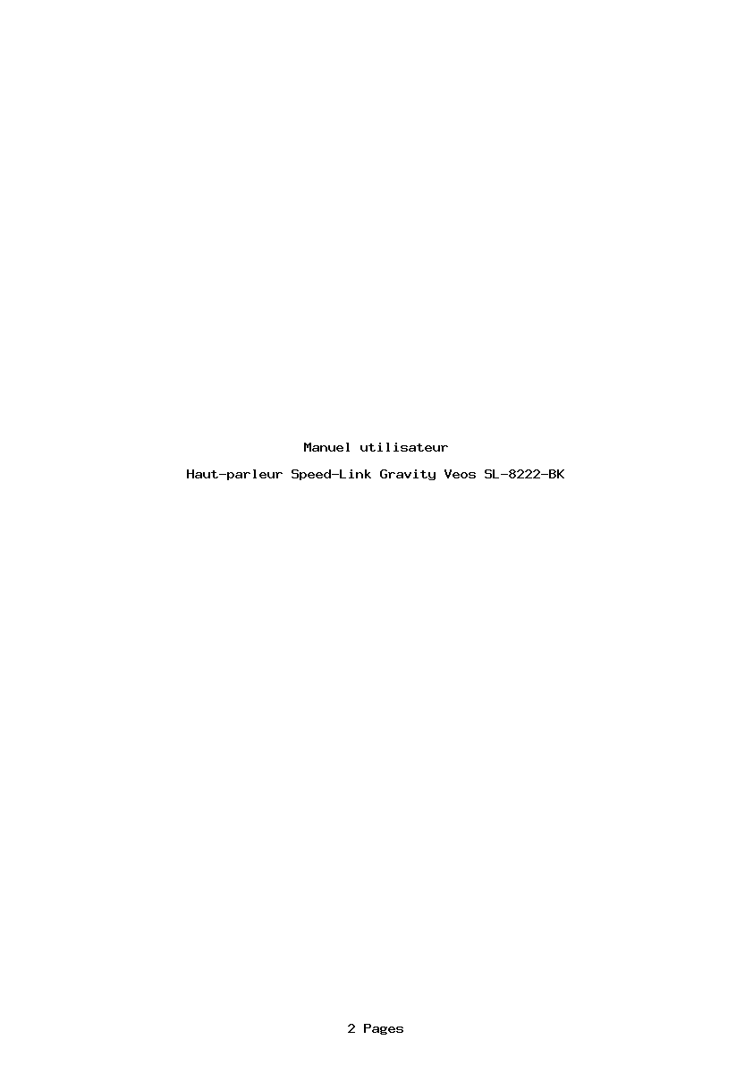 Page 1 de la notice Manuel utilisateur Speed-Link Gravity Veos SL-8222-BK
