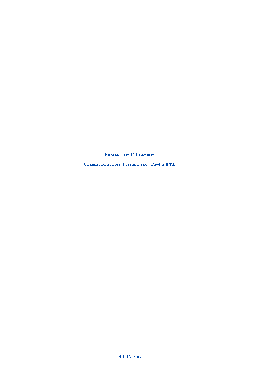 Page 1 de la notice Manuel utilisateur Panasonic CS-A24PKD