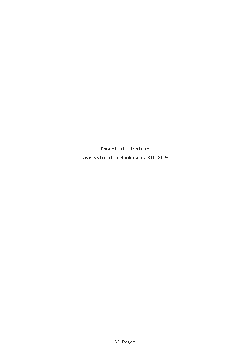 Page 1 de la notice Manuel utilisateur Bauknecht BIC 3C26