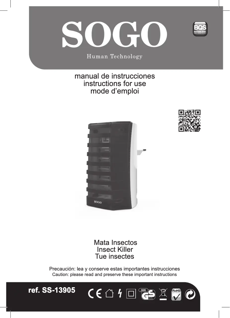 Page 1 de la notice Manuel utilisateur Sogo SS-13905