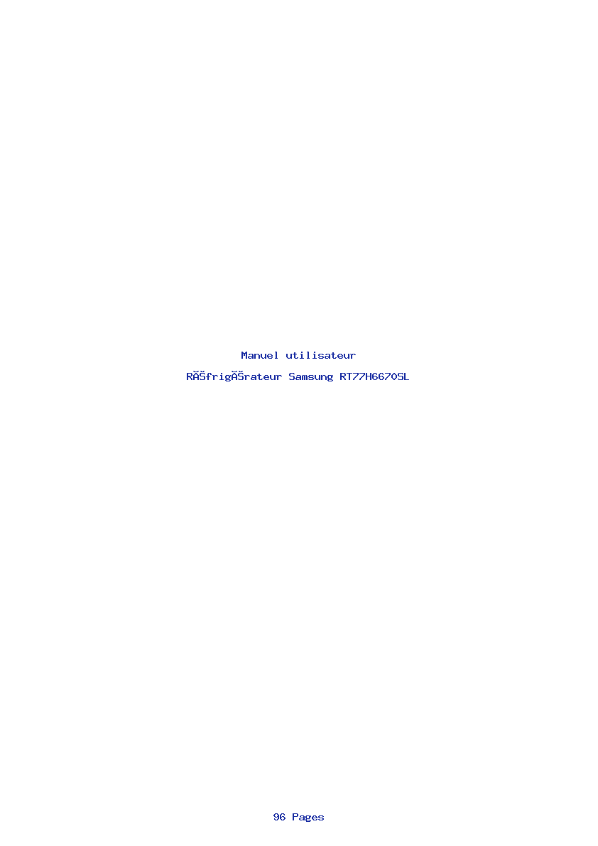 Page 1 de la notice Manuel utilisateur Samsung RT77H6670SL