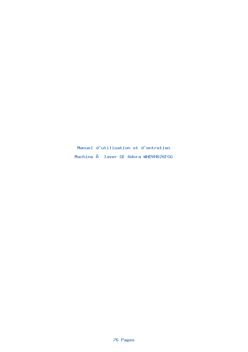 Image de la première page du manuel de l'appareil Adora WHDVH626FGG