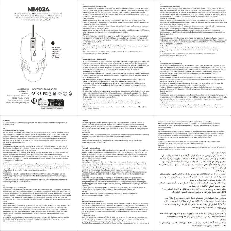 Page 1 de la notice Manuel utilisateur Mars Gaming MM024