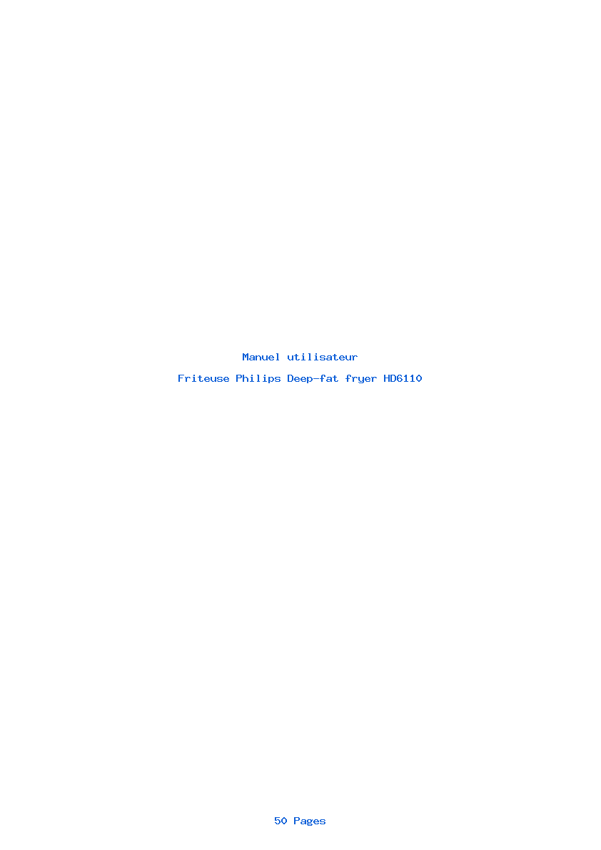 Page 1 de la notice Manuel utilisateur Philips Deep-fat fryer HD6110