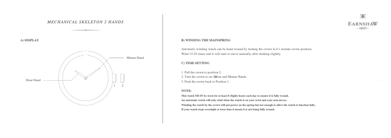 Page 1 de la notice Manuel utilisateur Earnshaw Bauer ES-8049-06