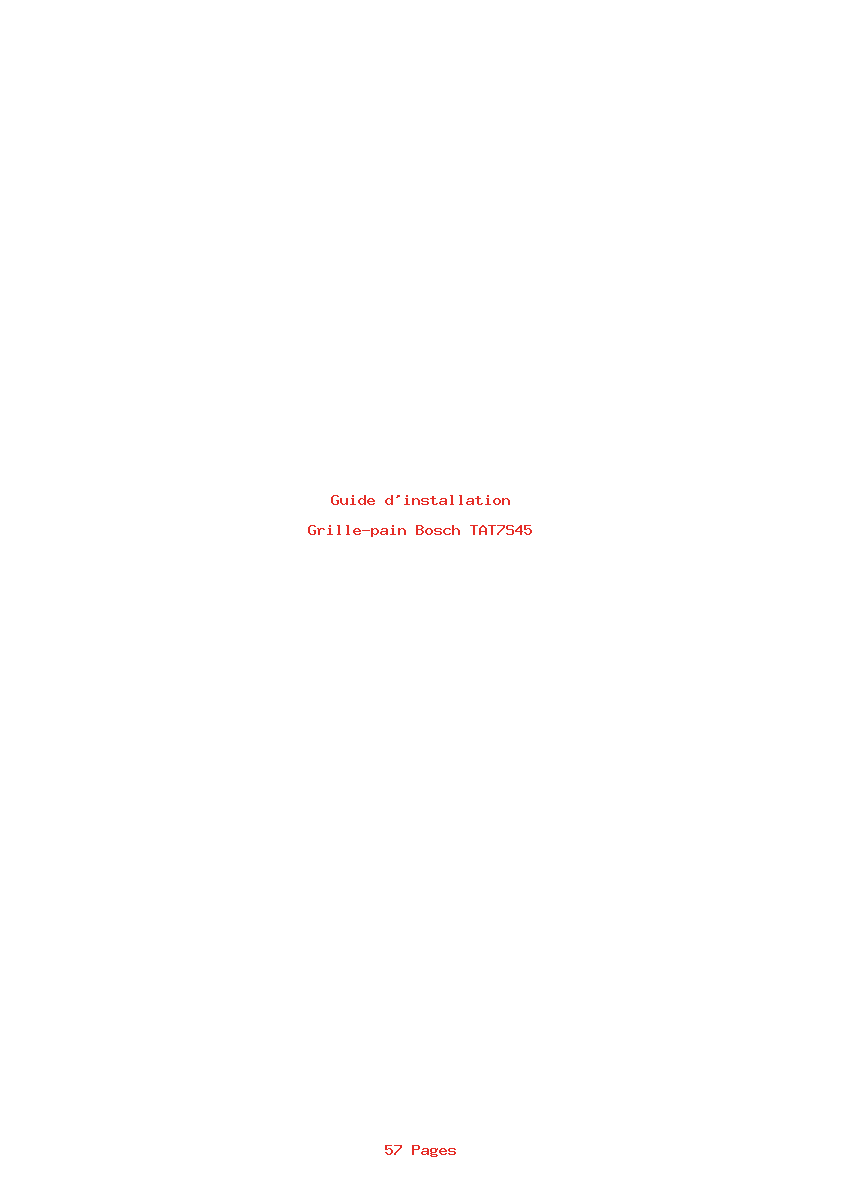 Page 1 de la notice Guide d'installation Bosch TAT7S45