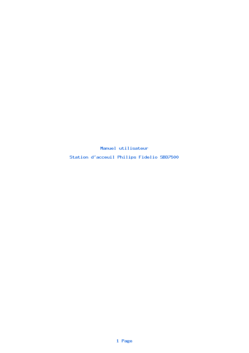 Page 1 de la notice Manuel utilisateur Philips Fidelio SBD7500