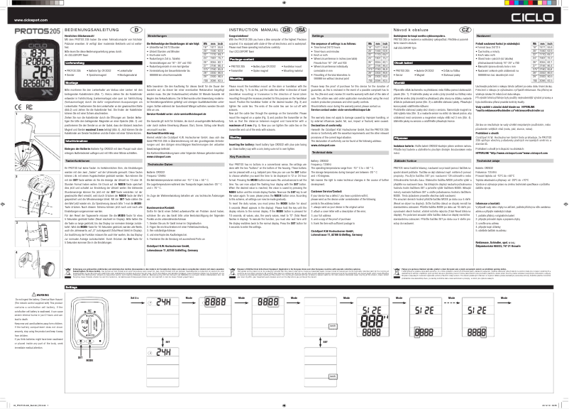 Page 1 de la notice Manuel utilisateur Ciclo Protos 205