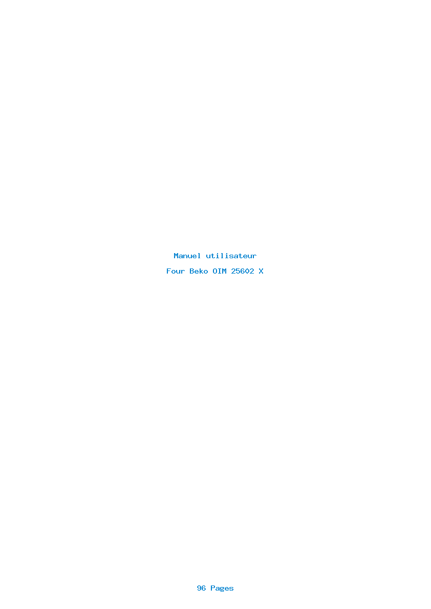 Page 1 de la notice Manuel utilisateur Beko OIM 25602 X