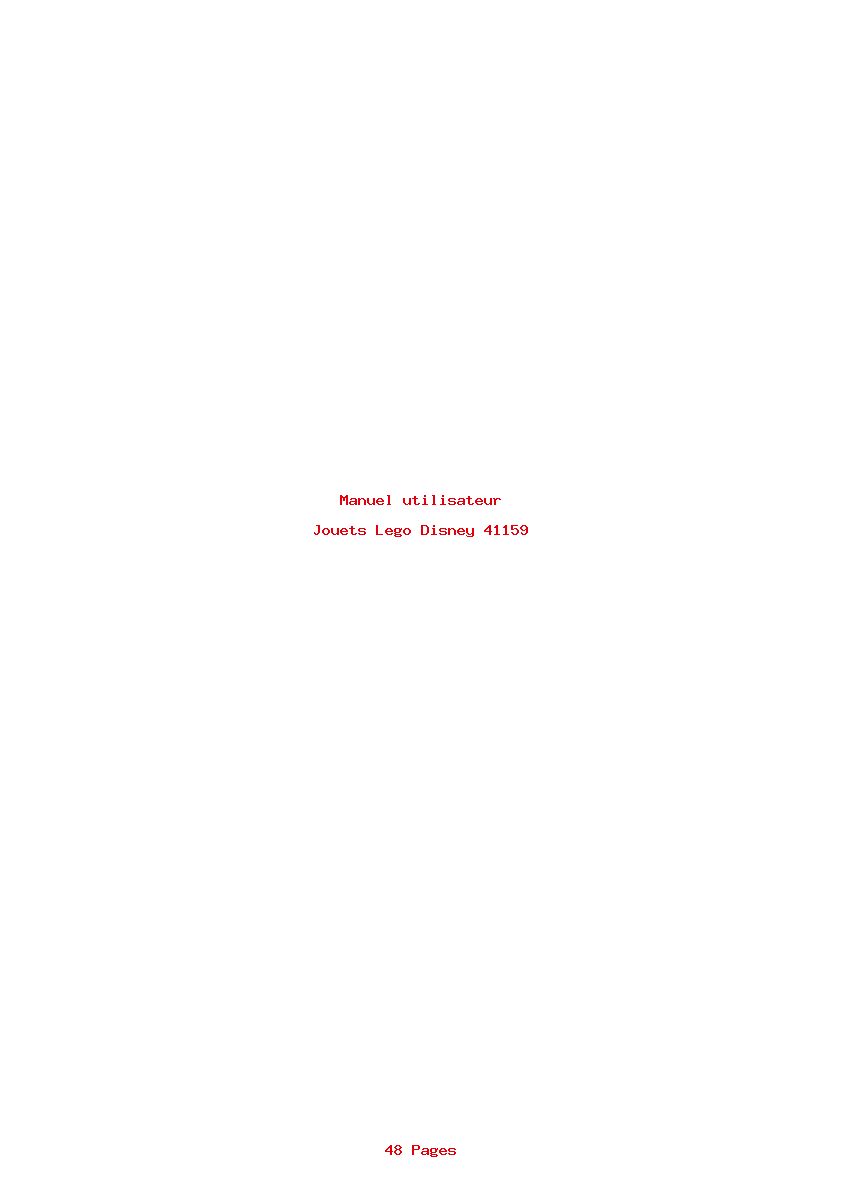 Page 1 de la notice Manuel utilisateur Lego Disney 41159