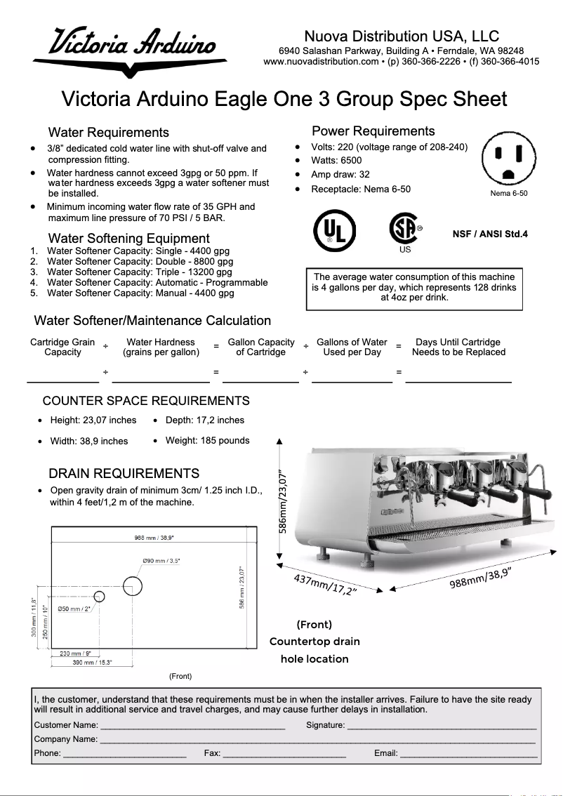 Page 1 de la notice Fiche technique Victoria Arduino Eagle One
