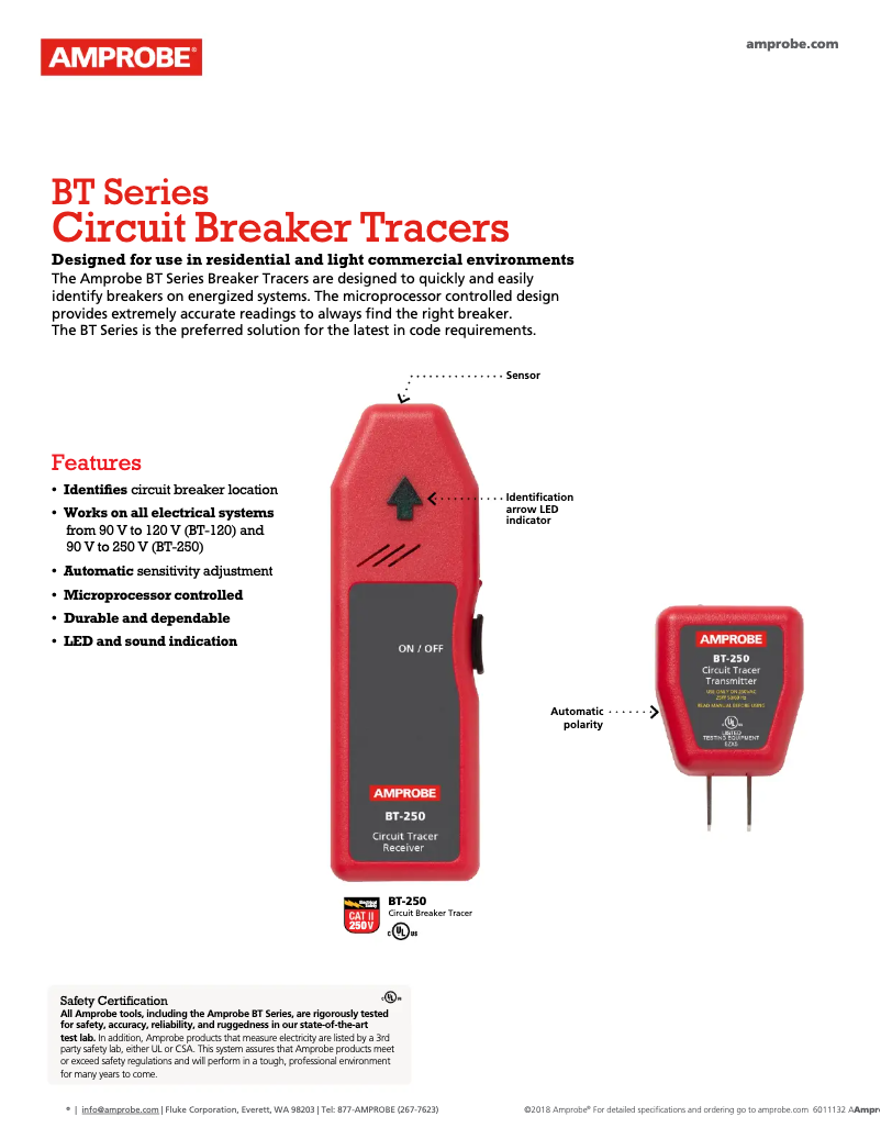 Page 1 of the manual Technical Sheet Amprobe BT-120