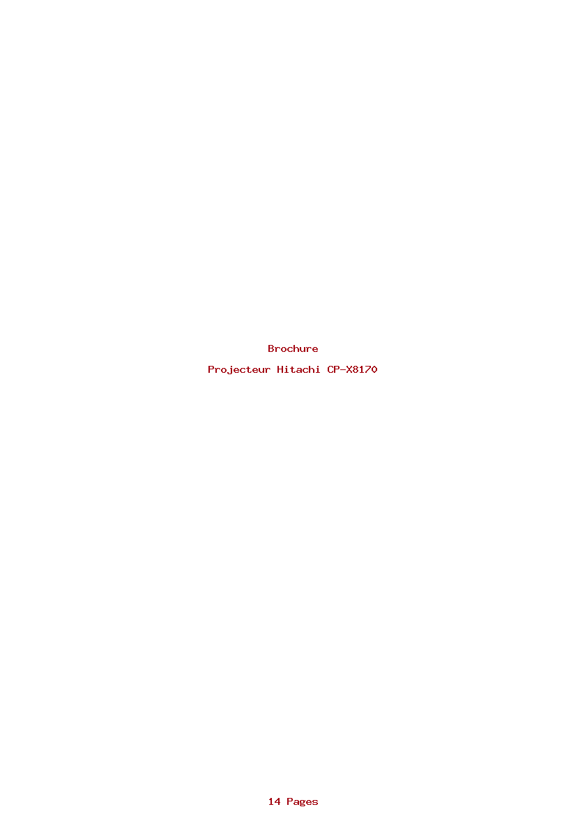 Page 1 de la notice Brochure Hitachi CP-X8170