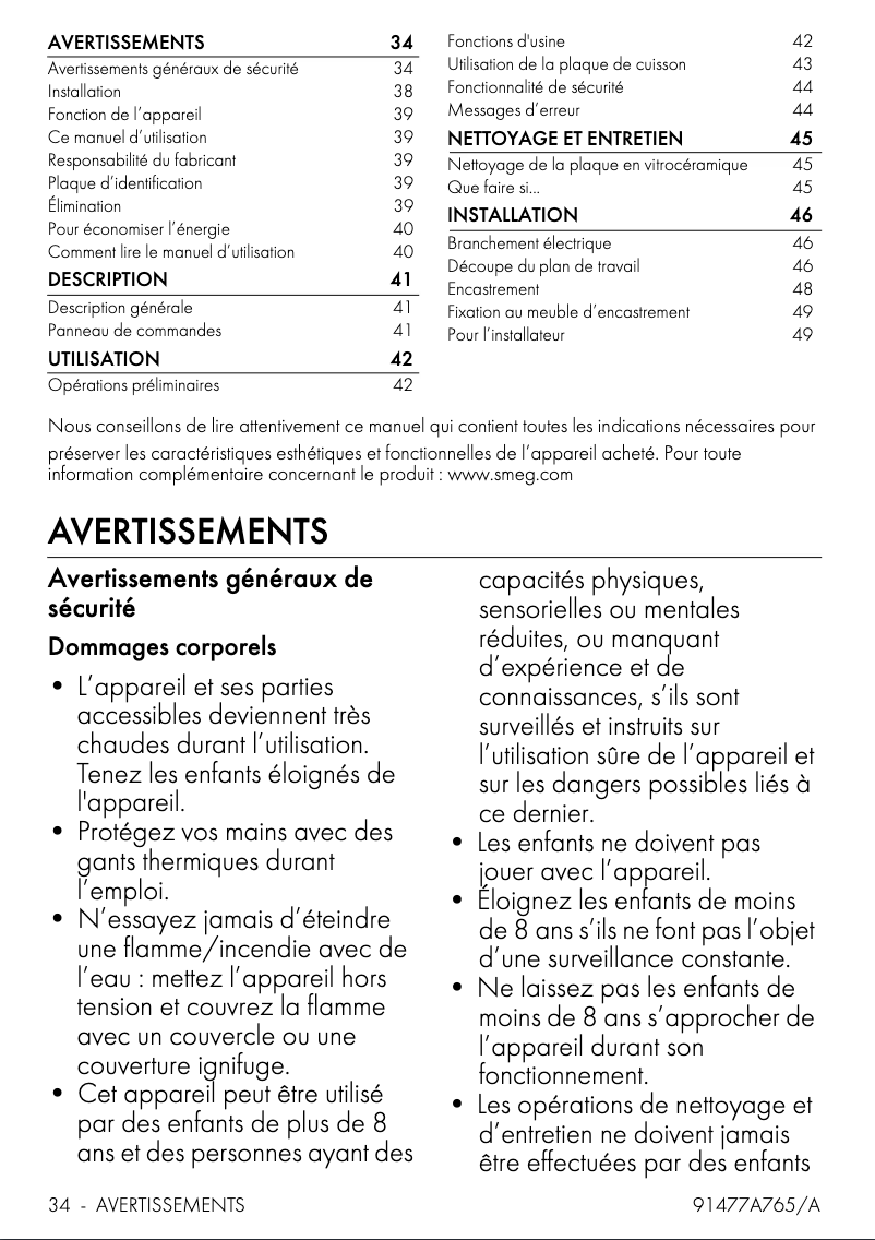 Página 1 del manual Manual de usuario Smeg SI2321D