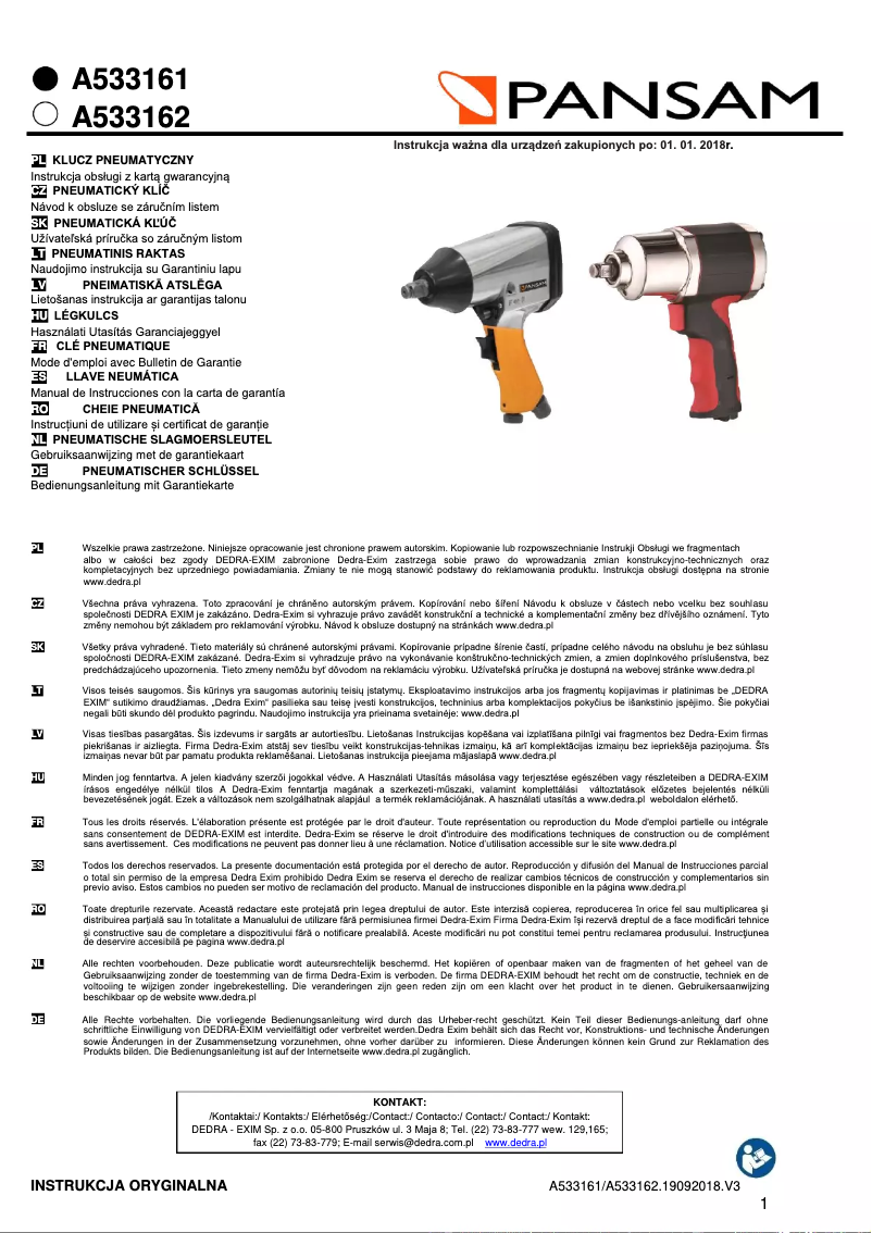 Page 1 de la notice Manuel utilisateur Pansam A533161