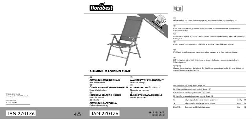 Page 1 de la notice Manuel utilisateur Florabest IAN 270176