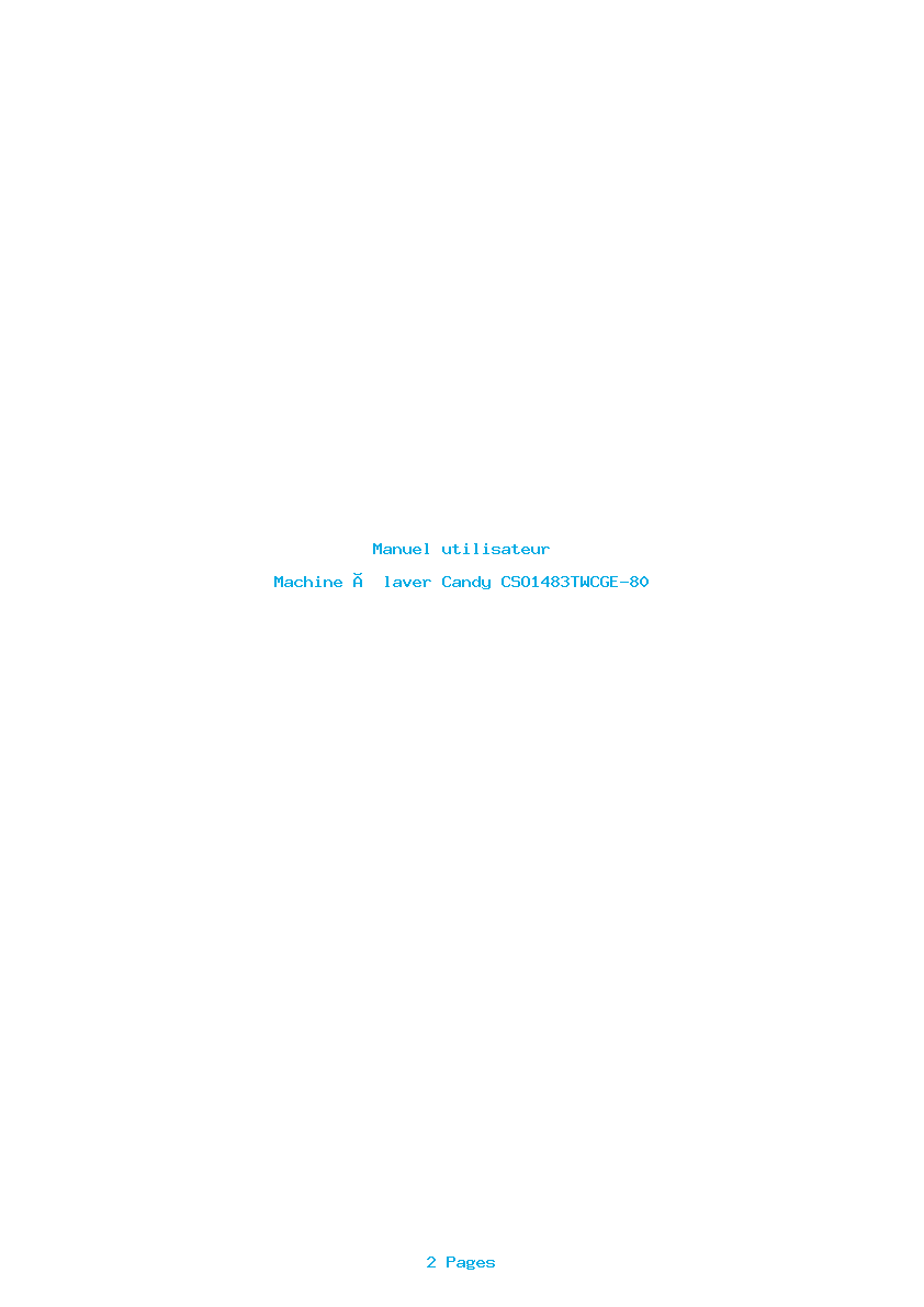 Page 1 de la notice Manuel utilisateur Candy CSO1483TWCGE-80