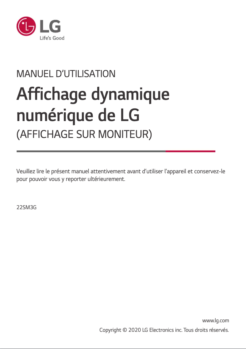 Page 1 of the manual User Manual LG 22SM3G-B