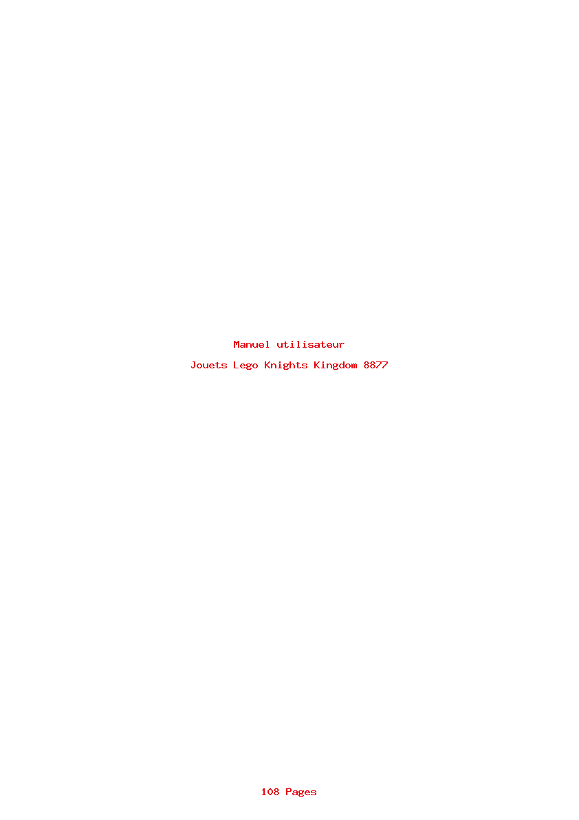 Page 1 de la notice Manuel utilisateur Lego Knights Kingdom 8877