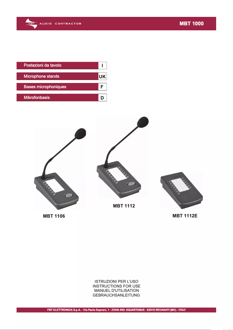 Page 1 de la notice Manuel utilisateur FBT MBT 1106