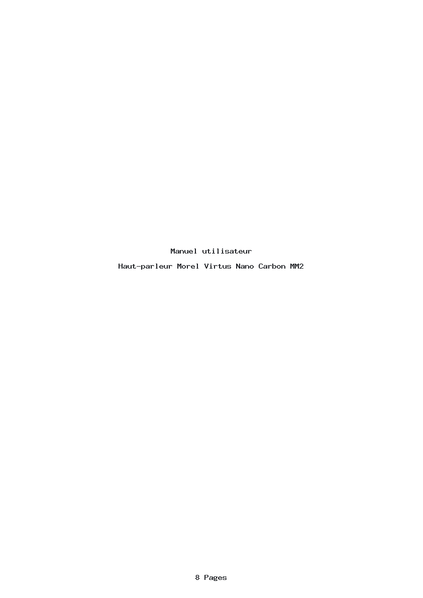 Page 1 de la notice Manuel utilisateur Morel Virtus Nano Carbon MM2