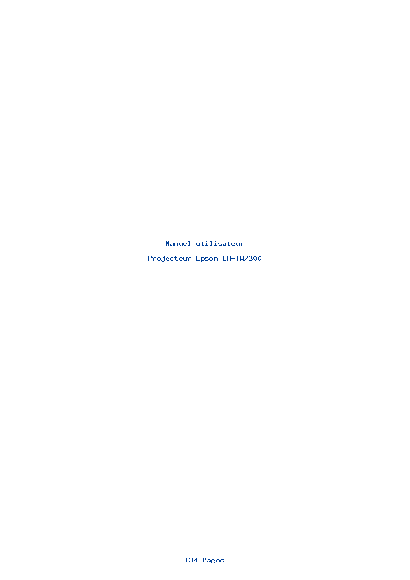Page 1 de la notice Manuel utilisateur Epson EH-TW7300
