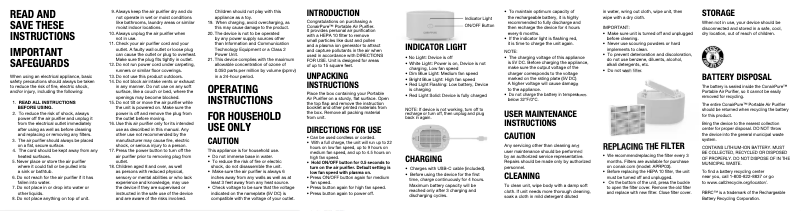 Page 1 de la notice Manuel utilisateur Conair AP03