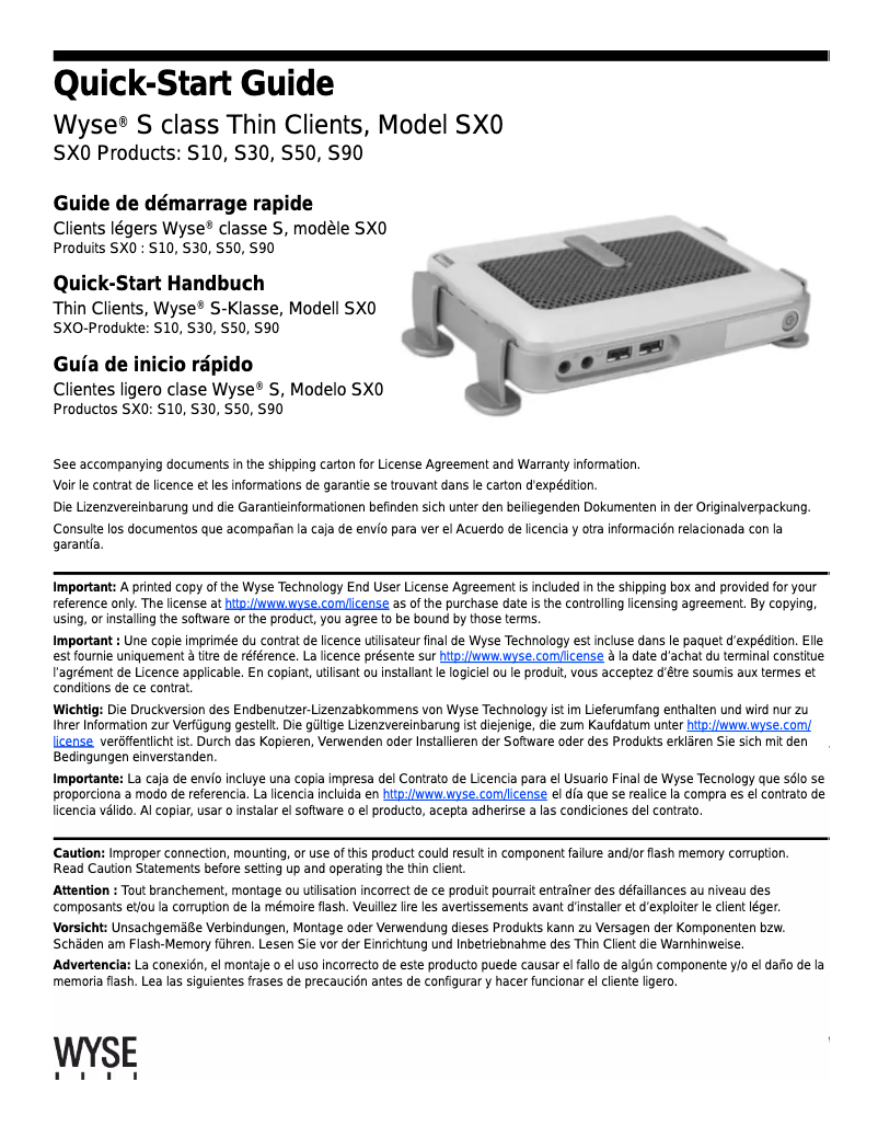 Page 1 de la notice Manuel utilisateur Dell Wyse S10
