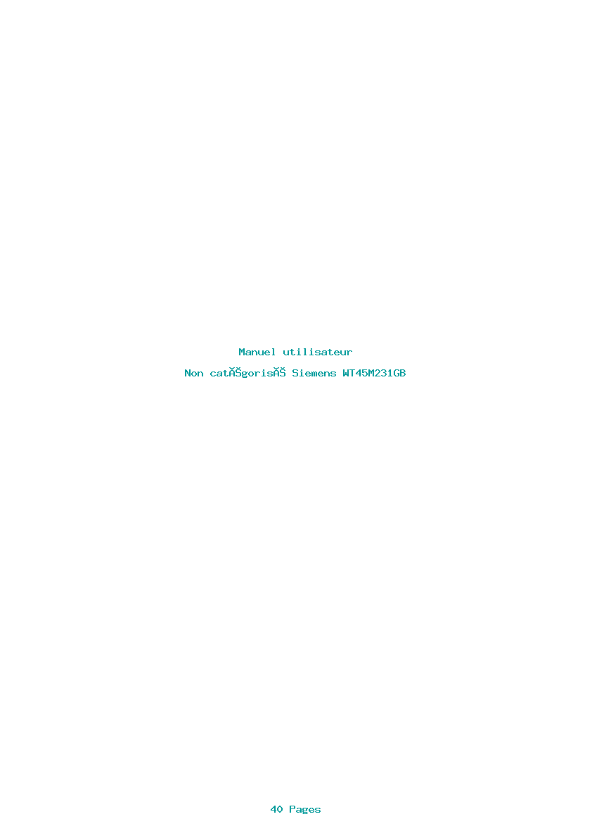 Page 1 de la notice Manuel utilisateur Siemens WT45M231GB