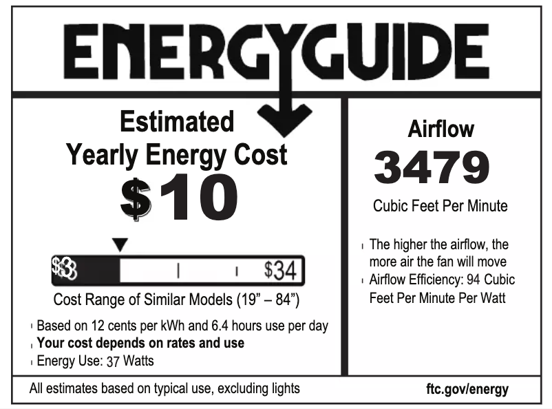 Page 1 de la notice Label énergétique Hunter Low Profile III 53333