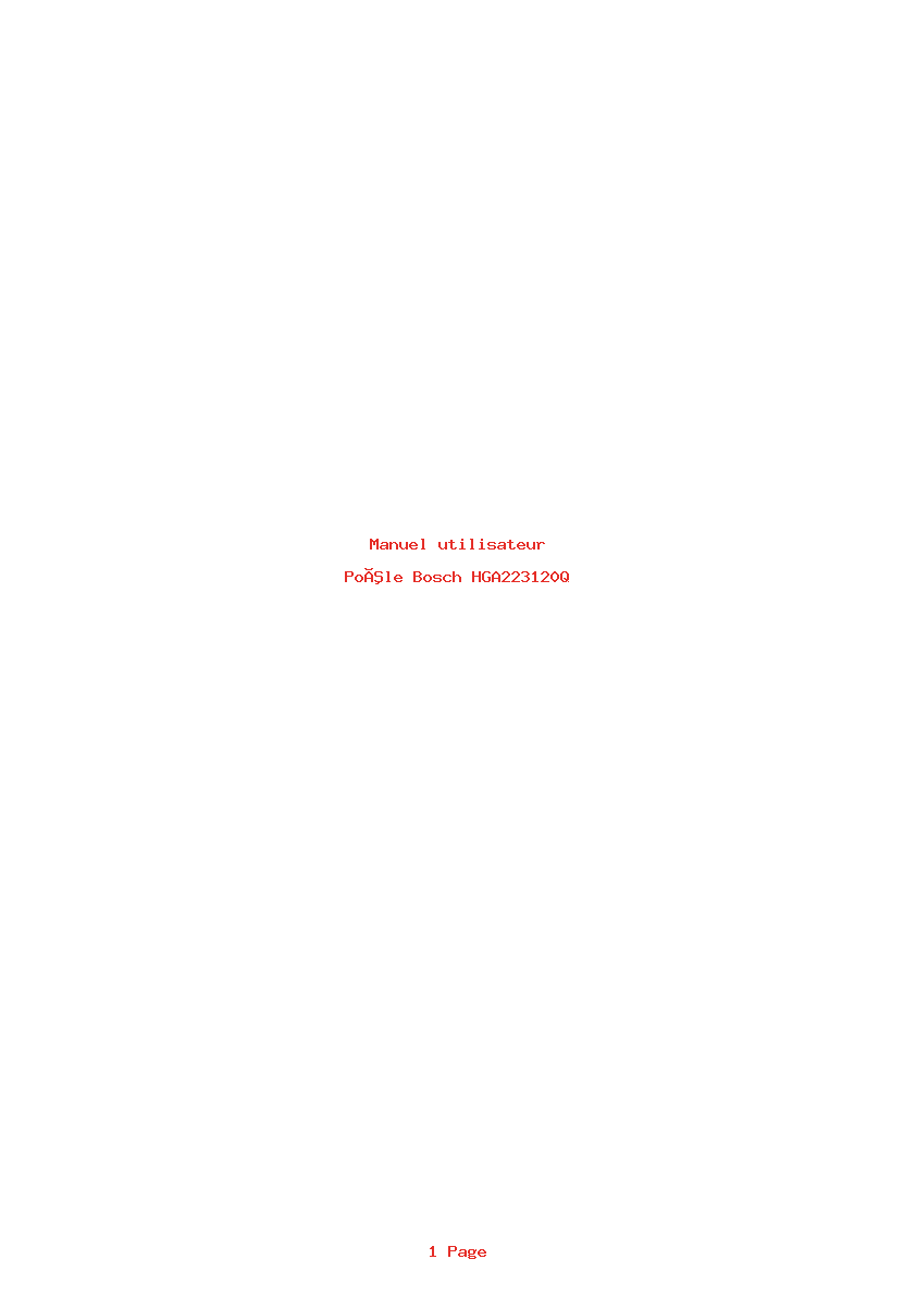 Page 1 de la notice Manuel utilisateur Bosch HGA223120Q