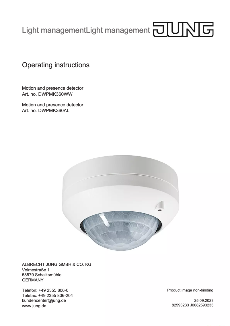 Page 1 de la notice Manuel utilisateur JUNG DWPMFBIRK