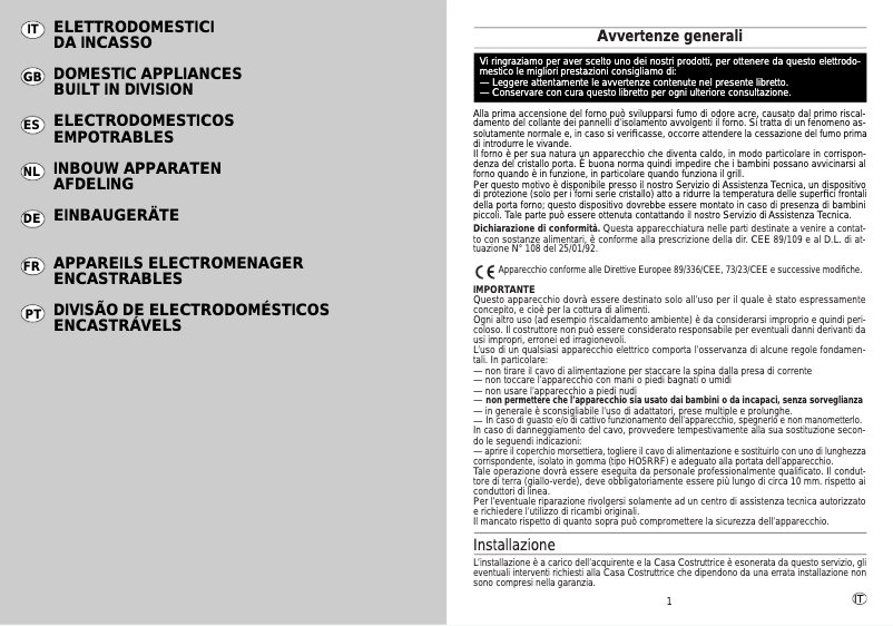 Page 1 de la notice Manuel utilisateur Candy 36307007