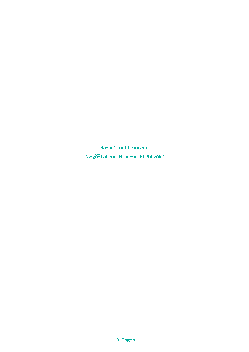 Page 1 de la notice Manuel utilisateur Hisense FC35D7AWD