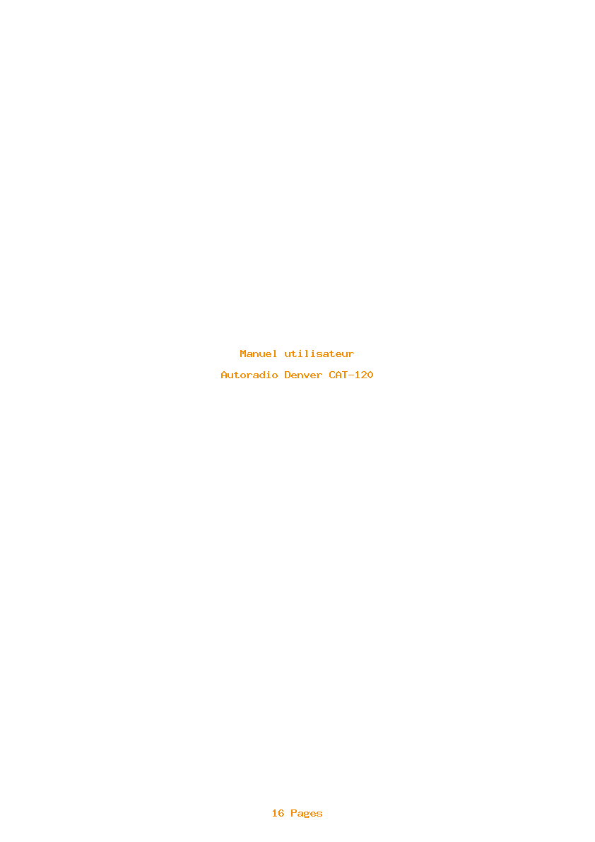 Page 1 de la notice Manuel utilisateur Denver CAT-120