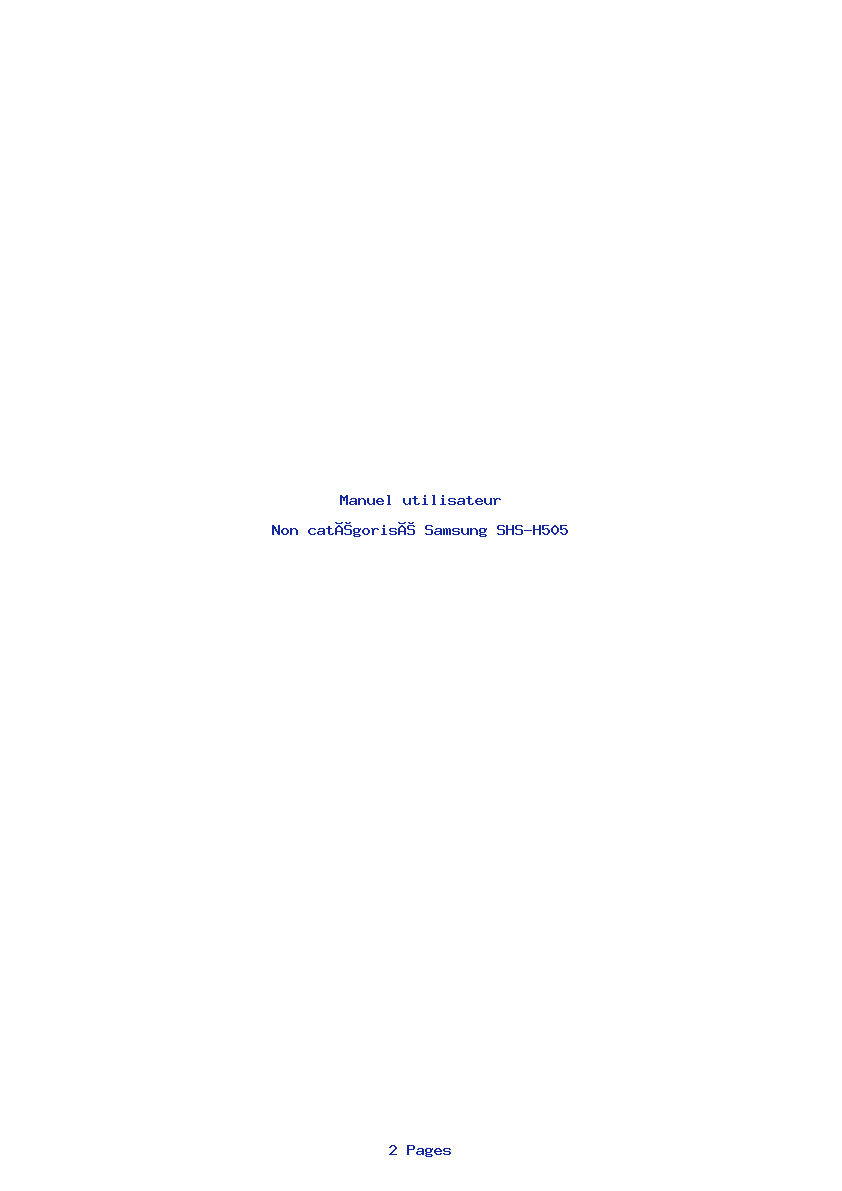 Page 1 de la notice Manuel utilisateur Samsung SHS-H505
