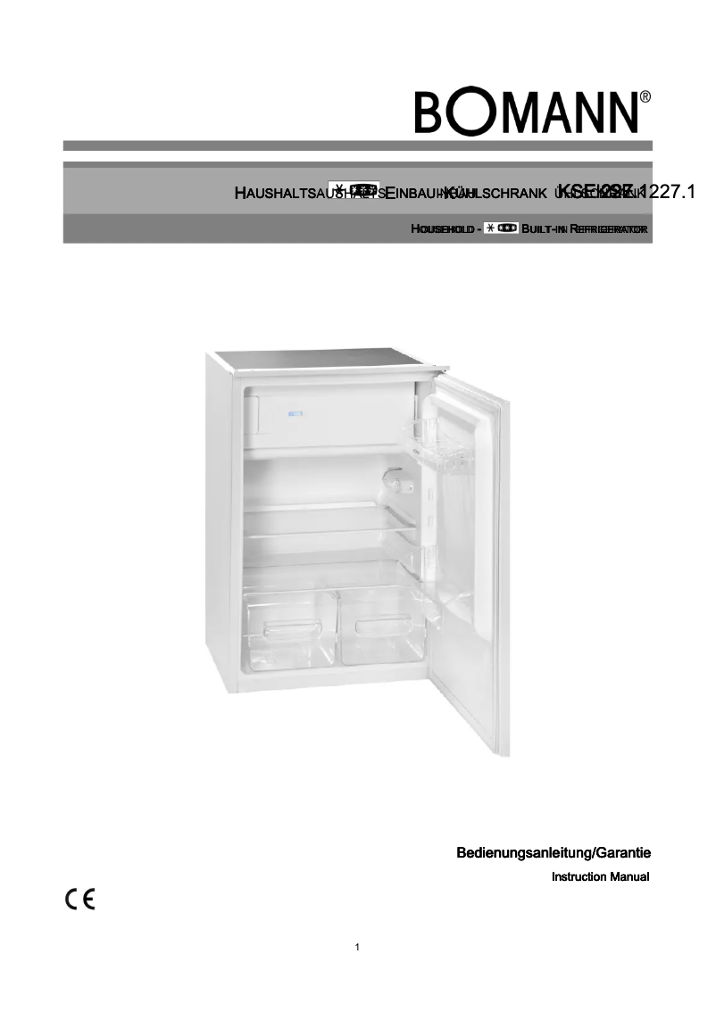 Page 1 de la notice Manuel utilisateur Bomann KSE 227.1