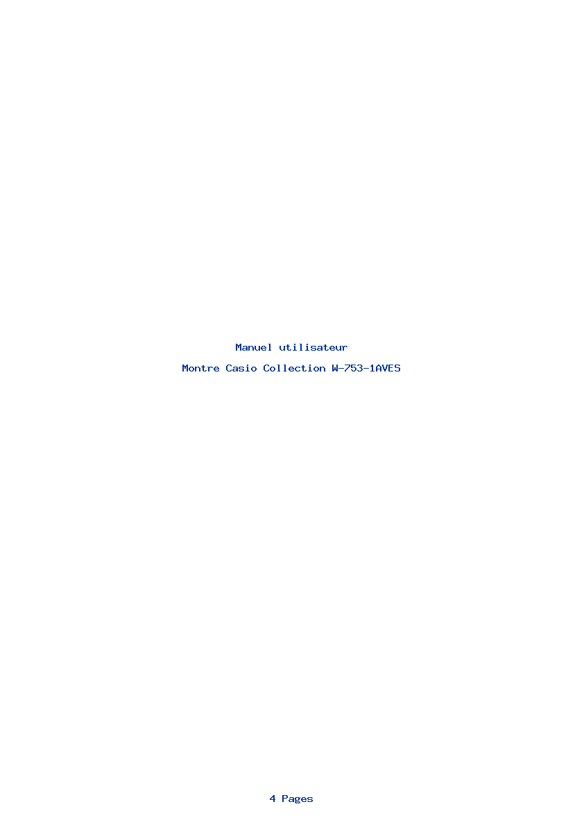 Page 1 de la notice Manuel utilisateur Casio Collection W-753-1AVES