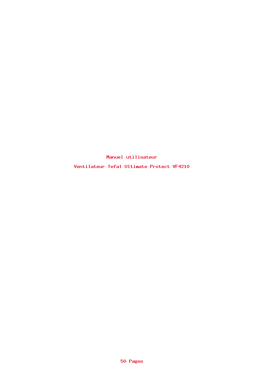 Page 1 de la notice Manuel utilisateur Tefal Ultimate Protect VF4210
