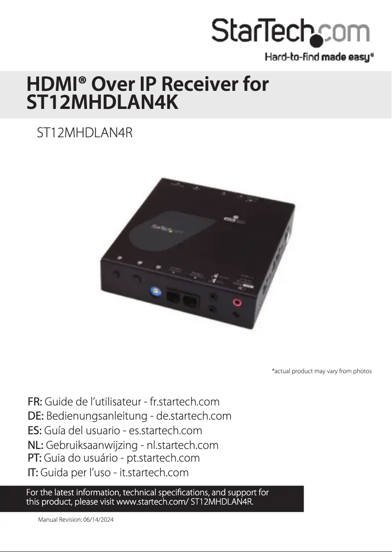 Page 1 de la notice Manuel utilisateur StarTech.com ST12MHDLAN4R