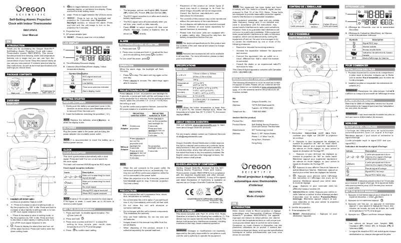 Page 1 de la notice Manuel utilisateur Oregon Scientific RM313PNFA
