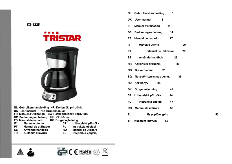 Página 1 del manual Manual de usuario TriStar KZ-1225