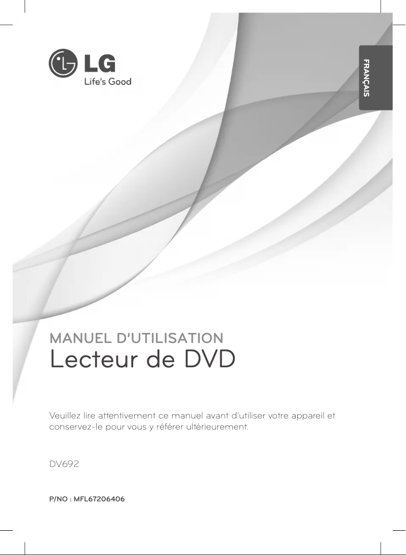 Page 1 de la notice Manuel utilisateur LG DV692