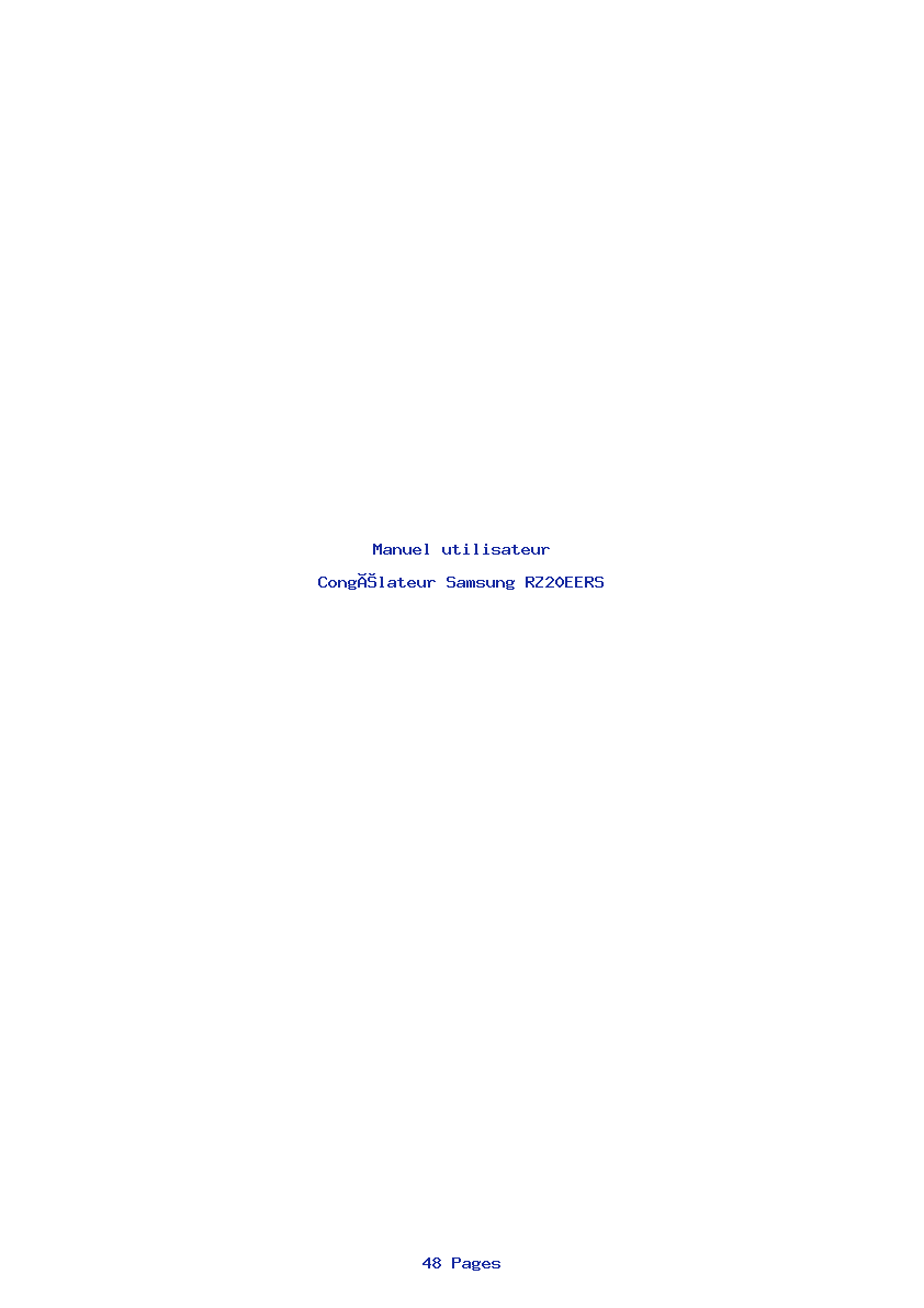 Page 1 de la notice Manuel utilisateur Samsung RZ20EERS