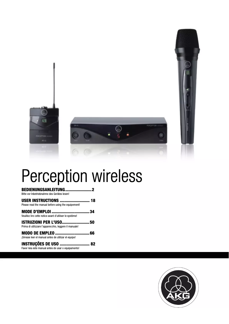Page 1 de la notice Manuel utilisateur AKG Perception Wireless PT 45