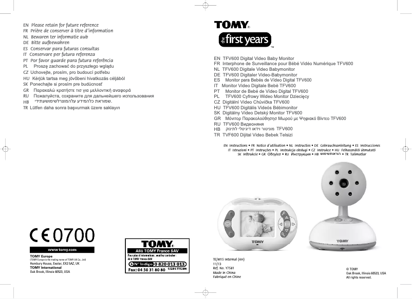 Page 1 of the manual User Manual Tomy TFV600 Digital Audio