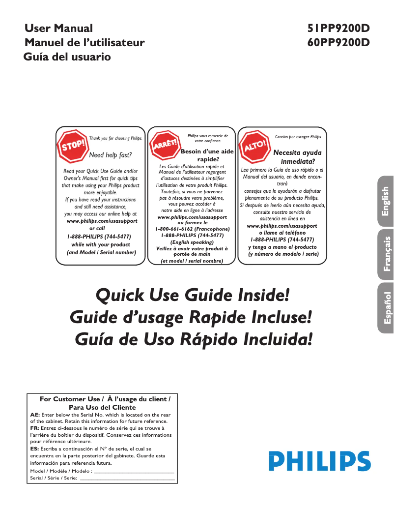 Página 1 del manual Manual de usuario Philips 51PP9200D
