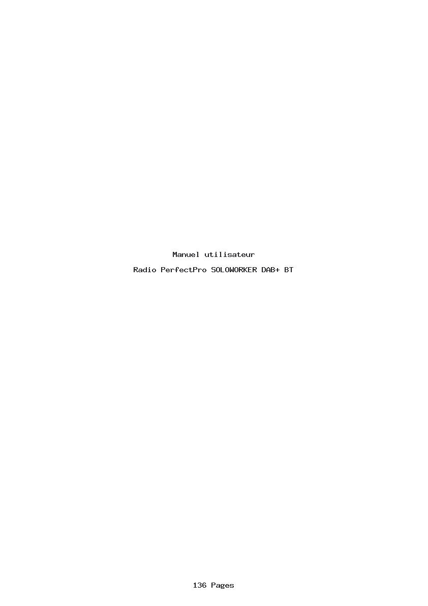 Page 1 de la notice Manuel utilisateur PerfectPro SOLOWORKER DAB+ BT